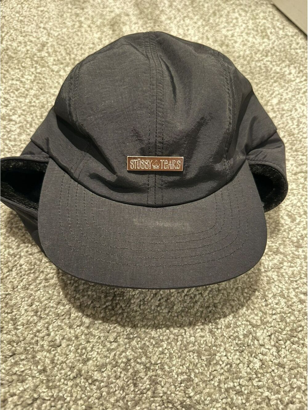 Stussy x Denim Tears Earflap Cap - Size S/M - Black